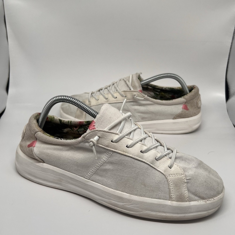 Hey Dude Karina Womens Size 10 Loafers Coconut White Sakura Theme Inside Shoes